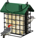 Gbekery All-Metal Double Suet Bird Feeder for Outdoors Hanging, Green Roof