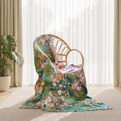 Boho Throw Blanket - Lightweight Cotton Blankets for Bed 60x80 Inch