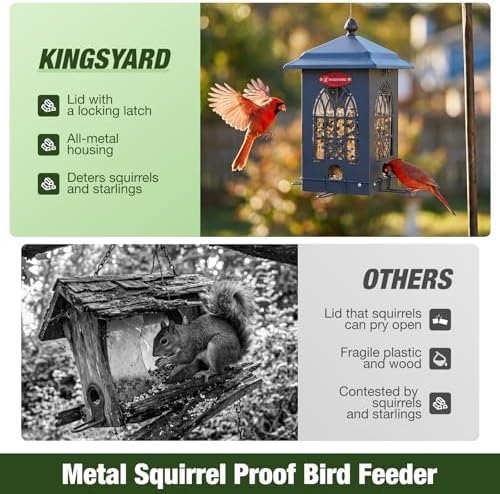 Kingsyard 5 Lbs Squirrel Proof Bird Feeders with Weight-Activated Perches