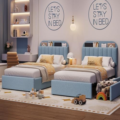 GarveeHome TwinXL Bed Frame, Platform Bed with Storage Headboard & Drawers