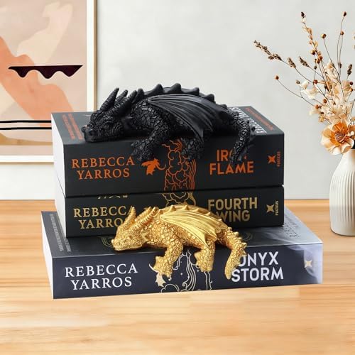 Dragon Bookshelf Decor Set, Resin Fantasy Dragon Statues for Library Home