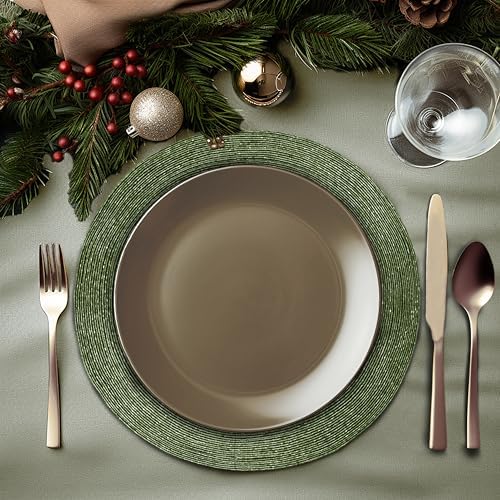 COTTON CRAFT Glitz Handmade Beaded Charger Placemats - Set of 4 - Green
