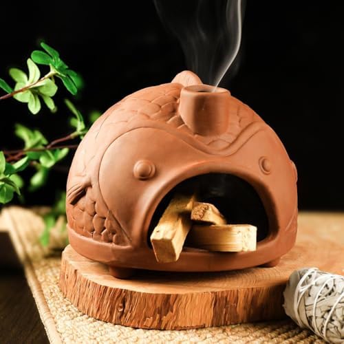 MOUGIGI Large Fish-Shaped Terracotta Palo Santo Holder-Cone Burner