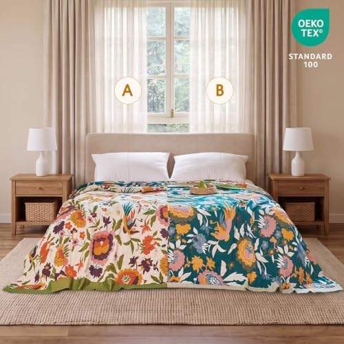 Boho Throw Blanket - Cotton 50x60 Inches Lightweight Soft for Couch
