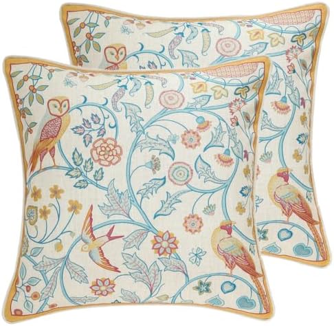 patdrea Designer French Vintage Throw Pillow Cover,18"x18",Set of 2