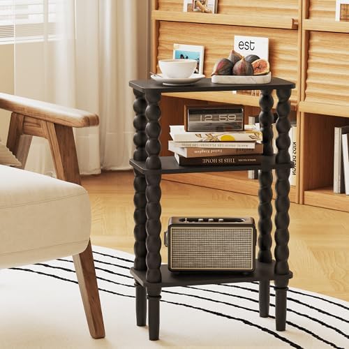 Veegle Narrow Side Table Small End Table for Small Spaces Black