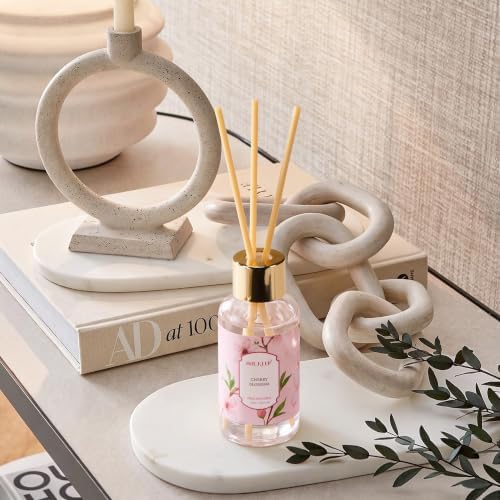 Airkeep Reed Diffuser Set, 3 Pack Cherry Blossom Forest Mist Lavender Eucalyptus Fragrance Oils for Home, Long Lasting Aroma with Reed Sticks for Bedroom, Bathroom, Living Room & Office