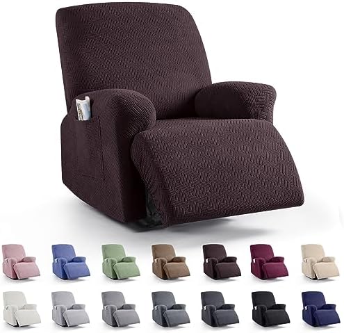KinCam Recliner Chair Covers, Stretch Reclining Cover, Dark Coffee