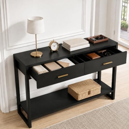 41.3" Modern Entryway Console Table with Foot-Sensor Light, Black