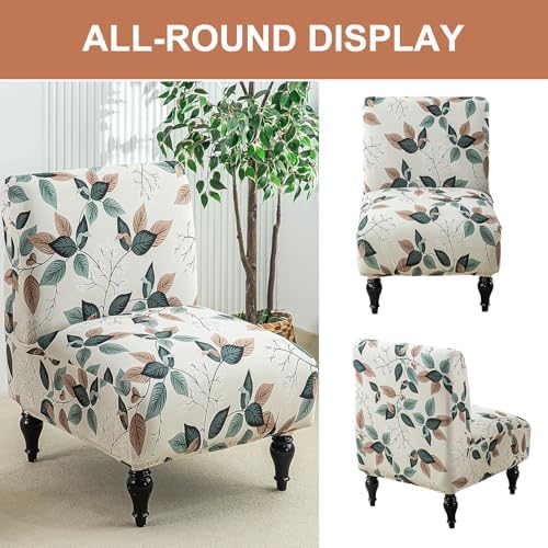 Eco-Ancheng Armless Chair Slipcover Removable Armless Accent Chairs Covers Washable Armless Slipper Chair Slipcover Printed Armless Chair Furniture Protector Covers for Living Dining Room Hotel
