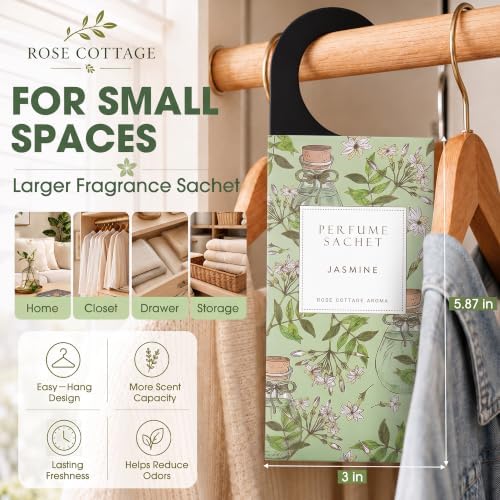 Large 12 Packs Jasmine Hanging Scented Sachets Long-Lasting Closet Deodorizer Air Freshener Fabric Refresher Odor Eliminator for Drawer Home Fragrance Gift Set