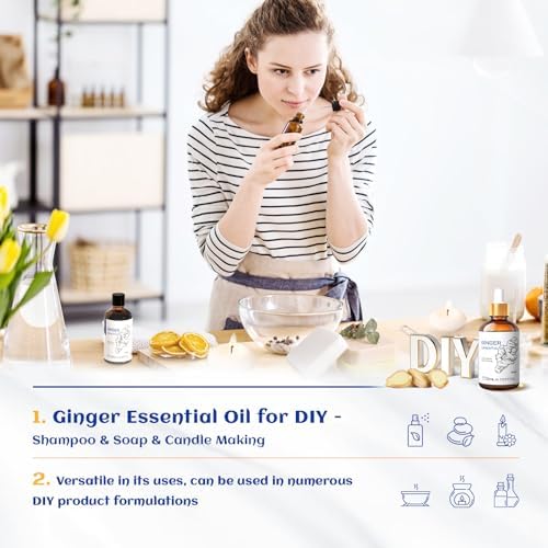 HIQILI 1 Fl Oz Ginger Oil, Ginger Essential Oil for Hair, Massage, Skin - 30ml