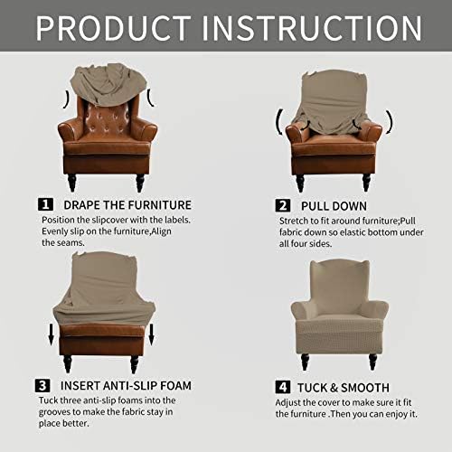 Easy-Going Stretch Wingback Chair Sofa Slipcover Natural