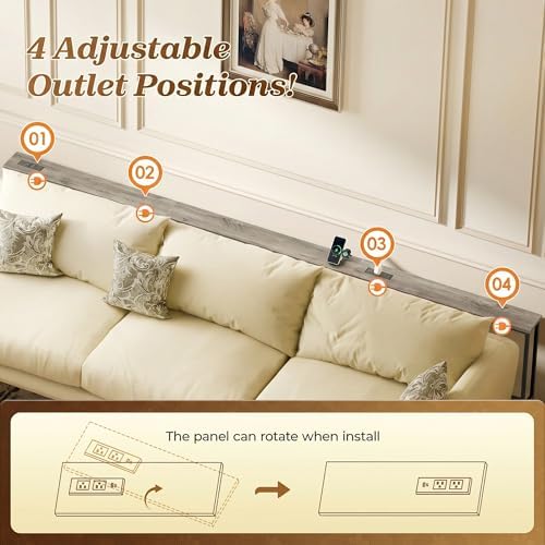 SUPERJARE Sofa Table with 2 Power Outlets and USB-C Ports, 5.9 Inch Narrow Console Table with Storage, Extra-Long, for Entryway Hallway Couch Behind Sofa, Small Spaces (Oak, 5.9"D x 110.2"W x 29.7"H)