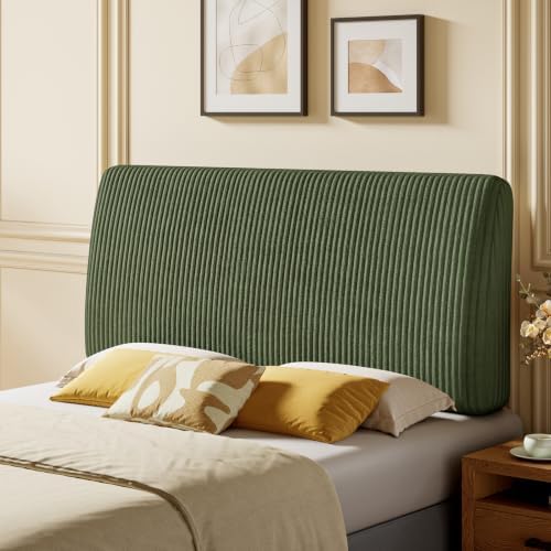 Pinmoco 4.7" Upholstered Headboard for Full Size Bed, Height Adjustable and Ergonomic Headboard, Easy Assemble, Sturdy and Durable,Olive Green