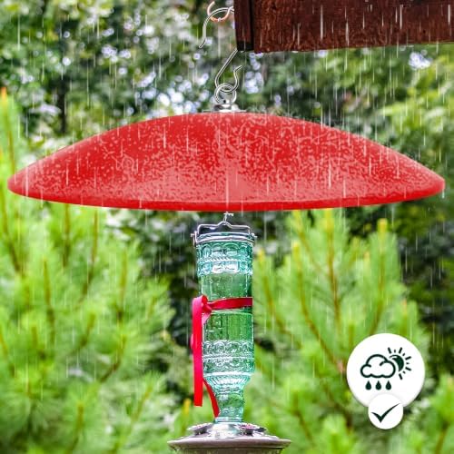 19.25-Inch Extra Large Squirrel Baffle,Hummingbird Feeder Shade Dome Cover, Bird Feeder Rain Guard, Hanging Squirrel Proof for Shepherd's Hook Outdoors(Red) 2 Pack