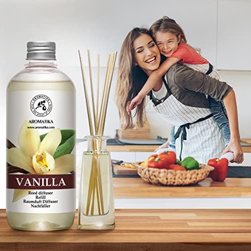 Vanilla Reed Diffuser Refill with Natural Vanilla Essential Oil – 17 Fl Oz – Fresh, Long-Lasting Fragrance for Aromatherapy, Home, Office & Spa