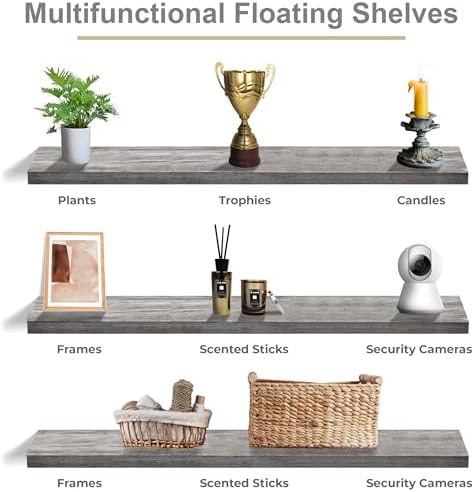 Sorbus Floating Shelves for Wall Storage (55 Inch, 3 Pack, Gray)