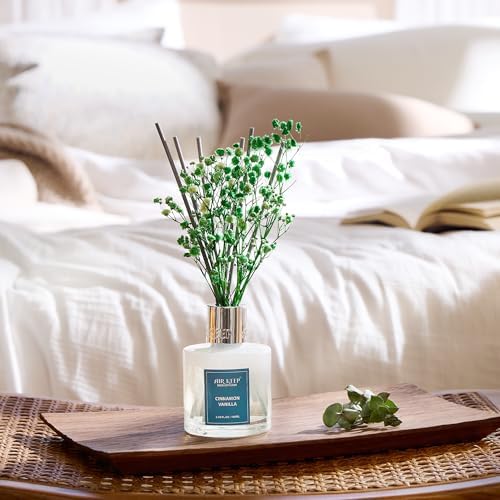 Airkeep Reed Diffuser Set,3.38 fl oz (100 ml) - Cinnamon Vanilla Oil Diffusers with 8 Reed Sticks, Home Fragrance Reed Diffuser for Bathroom Shelf Decor