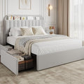GarveeHome Queen Bed Frame, Platform Bed with Storage Headboard & Drawers