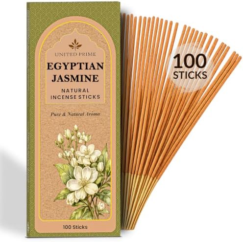 Fresh Jasmine Incense, 100 Sticks, No Charcoal Clean Burning, 100% Natural Organic Non Toxic Stick Insence for Calming, Spiritual Healing Positive Vibes Incense