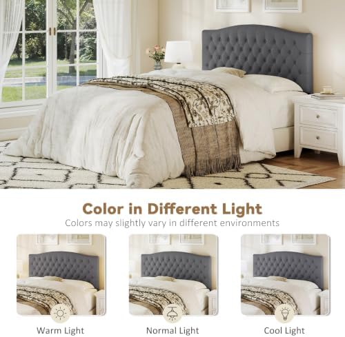 Befurtori Queen Headboard Only, Linen Classic Tufted Design, Dark Gray