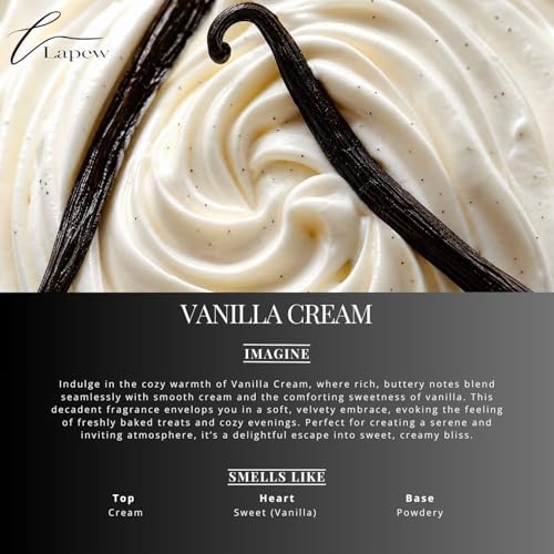 Lapew Vanilla Cream Waterless Diffuser Oil | Fragrance Oil for Nebulizer & Cold Air Diffusers | Scented Home Oil | 0.34 fl oz