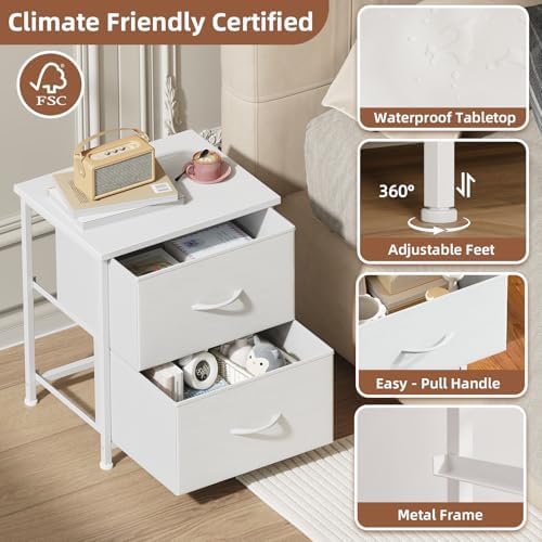 Somdot Nightstand Set of 2 with 2 Drawers, Small Night Stands for Bedroom