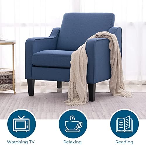 VINGLI Accent Chairs Set of 2, Linen Upholstered Armchair, Living Room