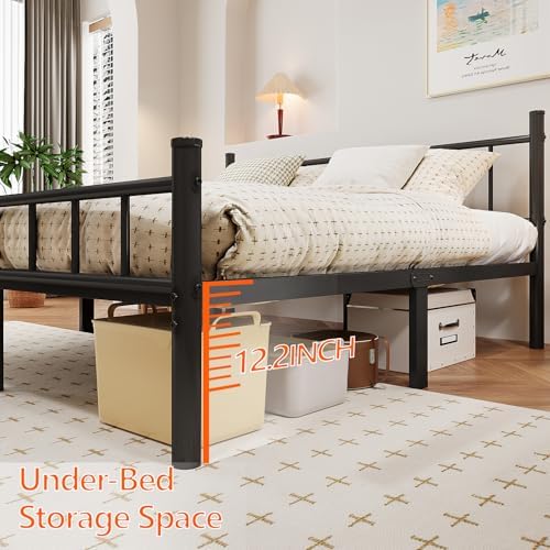 zizin Queen Metal Bed Frame with Headboard and Footboard Steel Slat Support