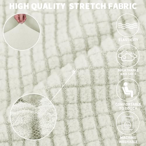 JIVINER High Stretch Loveseat Sofa Slipcovers 1-Piece Jacquard Couch Covers for 2 Cushion Couch Furniture Protector Washable Sofa Covers for Kids Pets Small Checks (Loveseat, Natural)