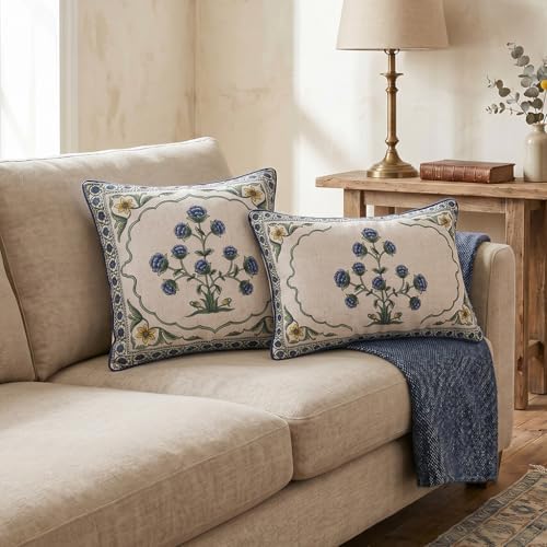 patdrea Designer French Vintage Throw Pillow Cover,12"x20"