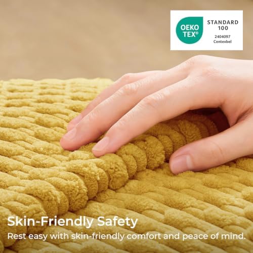 Kevin Textile Soft Corduroy 18x18 Inch Pillow Covers 2 Pack, Mustard Yellow