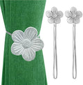 Lewondr Magnetic Curtain Tiebacks, Flower Vintage Curtain Holdbacks, Silver