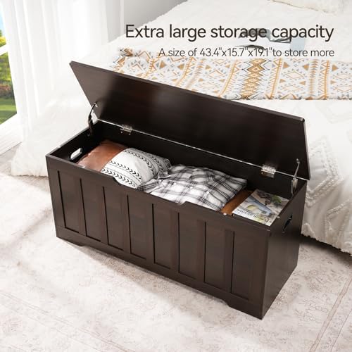 VANKILEY 43.3" Storage Chest Extra Large, Storage Bench.(Espresso).