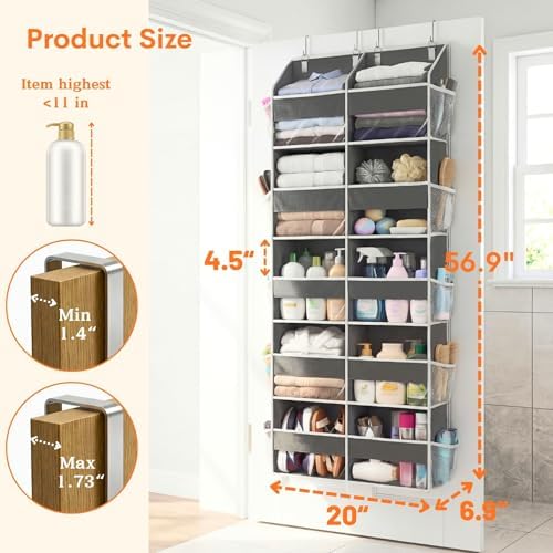 2 Pack Over the Door Organizer 5 Tiers, Extra Large Behind Door Storage of 10 Compartments, 80 lbs Weight Capacity Over Door Organizer, Door Hanging Organizer for Closet, Diaper Organizer,Room storage