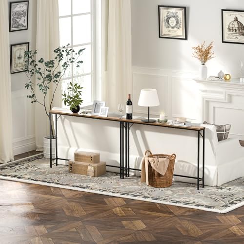 47.2" Console Table, Narrow Entryway Table, Skinny Sofa Table, Behind CouchTable, Long Skinny Table, DisplayTable for Entryway, Living Room, Foyer, Corridor, Office, Rustic Brown