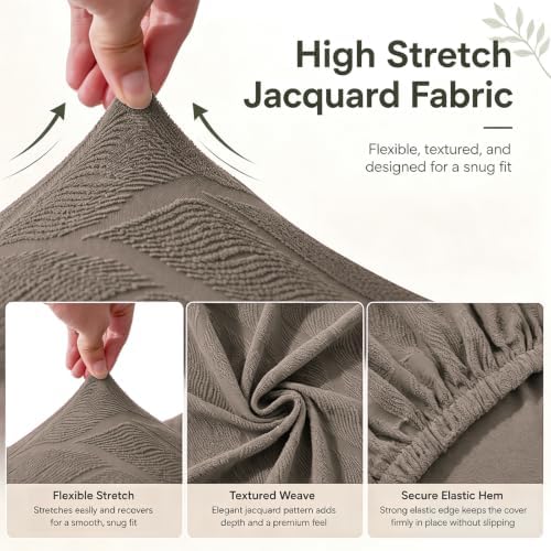 MIFXIN Wingback Side Chair Covers Dining Chair Slipcover Jacquard Stretch Sloping Armchair Protector Arm Chair Seat Cover for Dining Room Living Room Banquet Home Decor (Taupe, 4 Pcs)