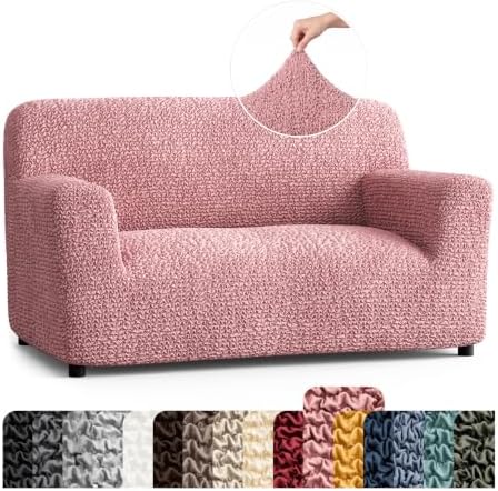 PAULATO Premium Stretch Couch Covers for Sofa - Sofa Chair Cover Washable, Dogs & Pets Friendly - Elastic Polyester Loveseat Slipcovers - Non-Slip Love Seat Couch Covers - Coral Pink (40"-63" Wide)