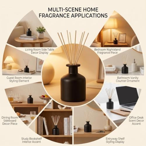 8.4oz Glass Reed Diffuser Bottles, Matte Black Fragrance Container