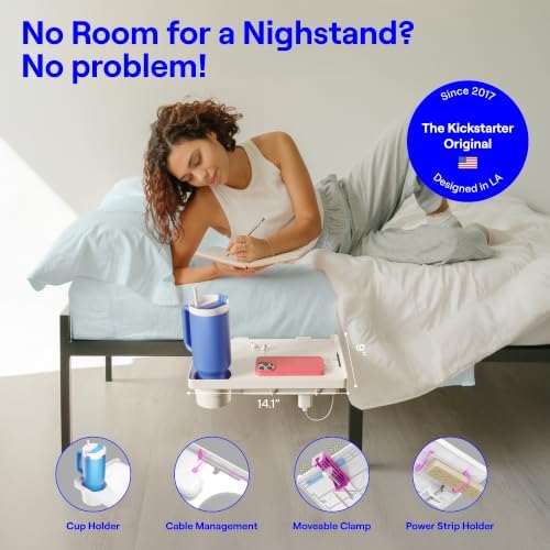 BedShelfie Bedside Shelf for Dorm Room - Dorm Essential 2.0, White