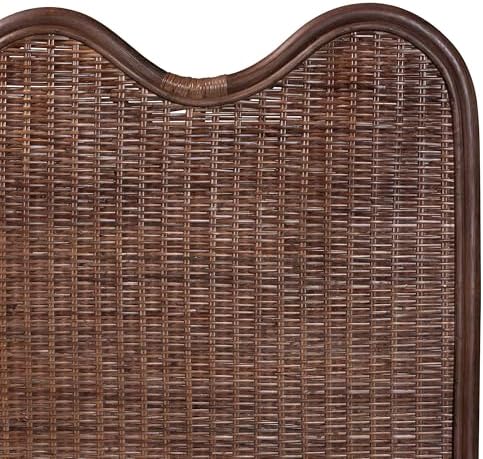 Bali & pari Einya Natural Rattan Standalone Headboard - Handwoven Wicker Panel Headboard with Wavy Scalloped Top, King