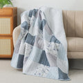 SLPR - Cotton Quilted Throw Blanket, 50" x 60" Blue Floral, Coastal Dream
