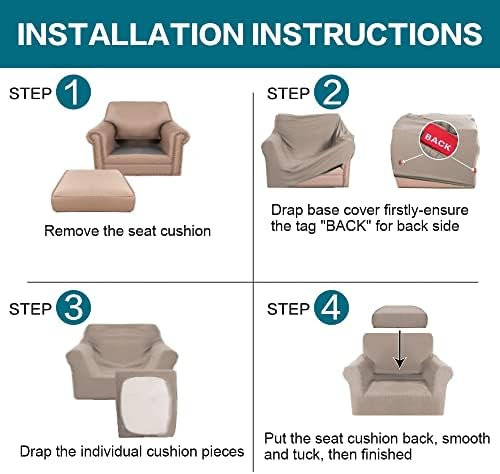 Turquoize 2 Piece Chair Covers Chair Slipcovers for Living Room Armchair Couch Cover Chair Sofa Cover with Individual Cushion Covers Furniture Cover for Chairs Feature Jacquard Fabric (Chair, Sand)