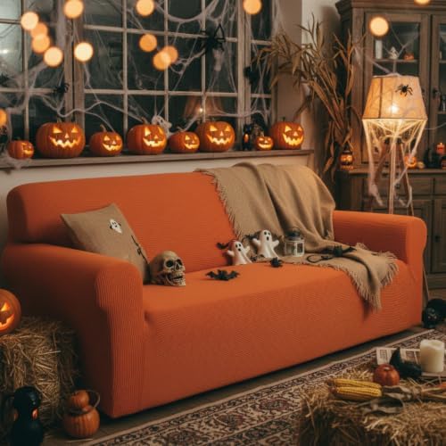Easy-Going Stretch Halloween Couch Covers for Sofa Washable Large Orange