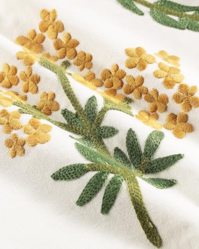 Embroidered Floral Lumbar Pillow Cover 20x12 Inch, Meadow Flower