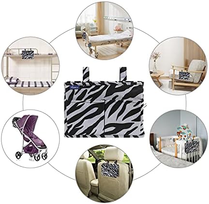 Surblue Caddy Hanging Organizer Bedside Storage Bag for Bunk and Hospital Beds, Zebra, Small