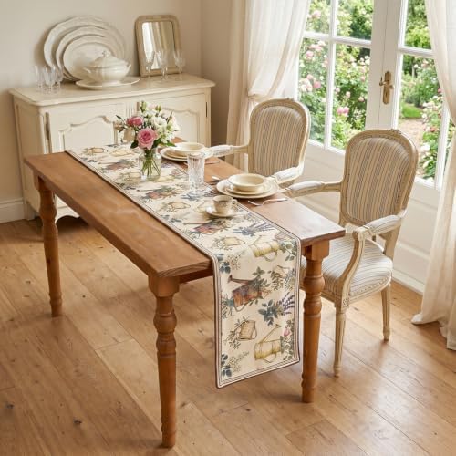 patdrea Designer Vintage French Floral Table Runner,12"X71"
