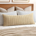 MIULEE Lumbar Corduroy Throw Pillow Cover for Bed 14x36 Tan