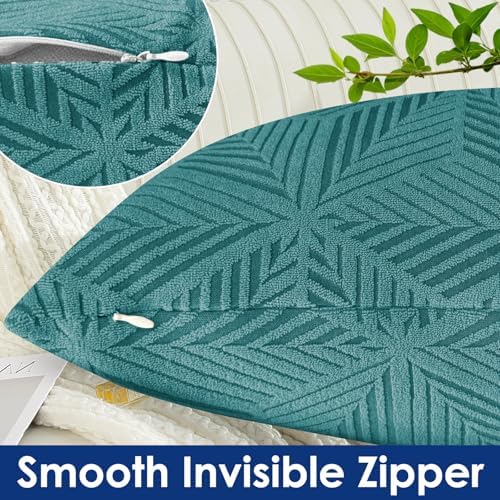 YEMYHOM Pack of 2 Throw Pillow Covers 18 x 18 Inch High Stretch Jacquard Pillowcase for Couch Sofa Living Room Home Decor, Peacock Blue
